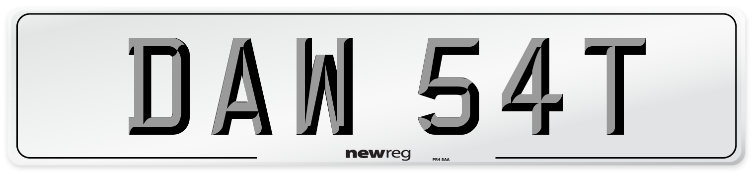 DAW 54T Number Plate from New Reg